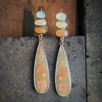 Fossilized Coral and Ethiopian Opal Earrings
